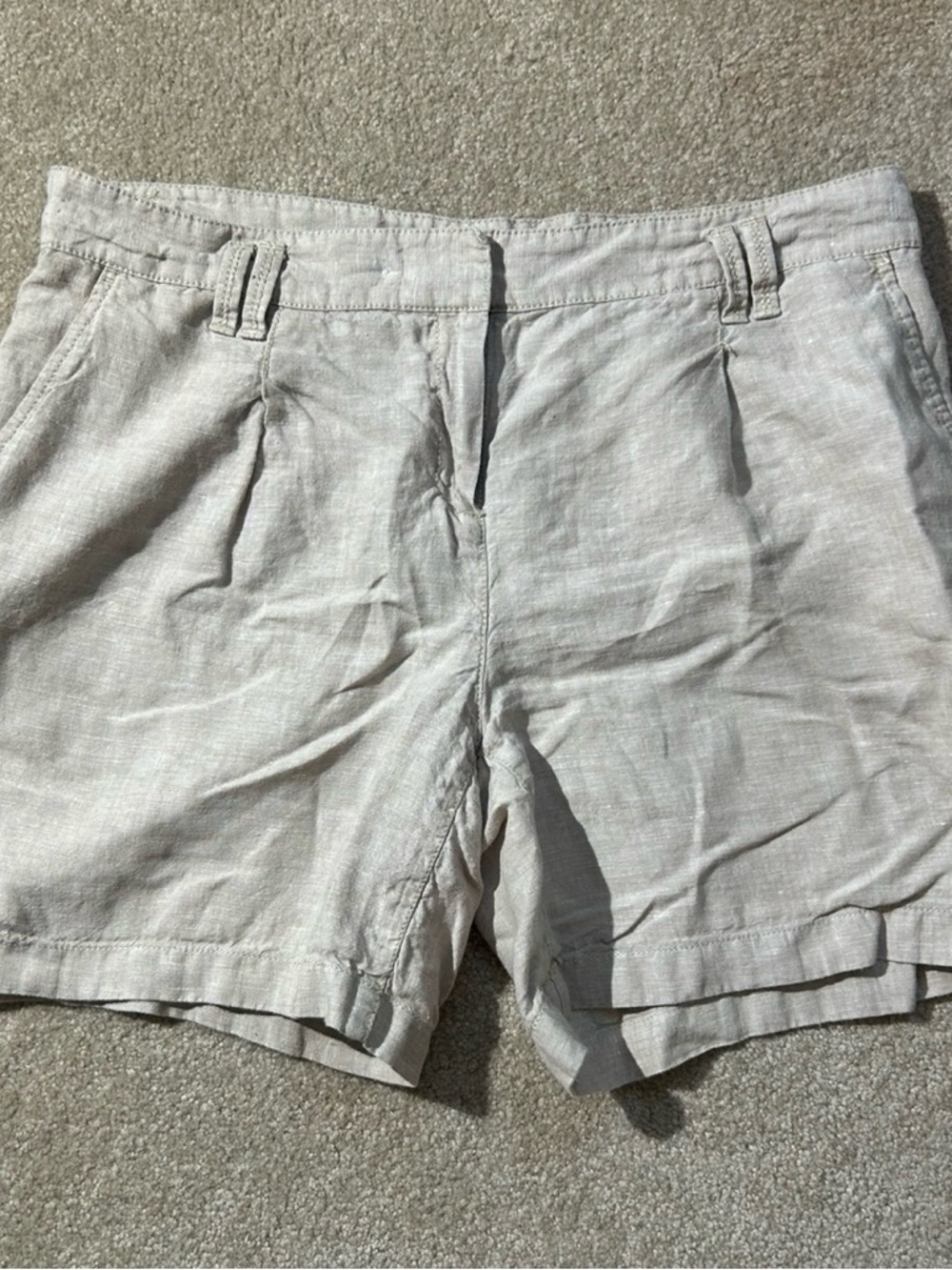 Ann Taylor Beige Flat Front Linen Shorts Women’s 10